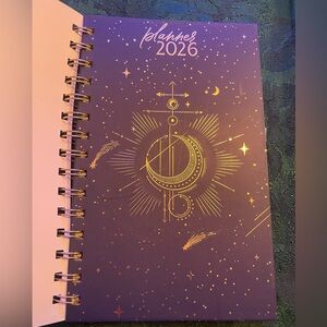 Hardcover 2026 Organizational Planner,Monthly and Weekly, Starry Night,Celestial